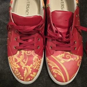 Versace Women's Red and Gold Sneakers